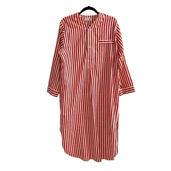 DIPLOMAT Vintage Men’s Striped Cotton Flannel Pyjamas Nightshirt Red Cream S - Picture 1 of 12